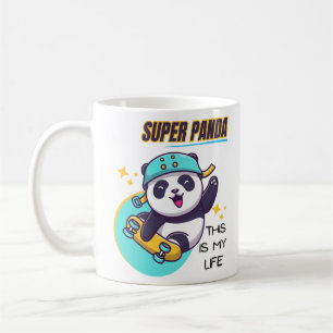 Super Panda Skateboarding Long Sleeve Coffee Mug
