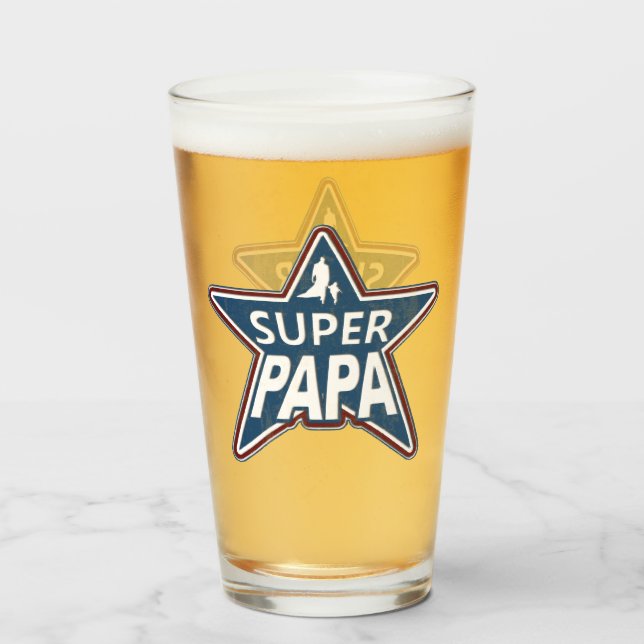 Super Papa Red White and Blue Glass (Back Filled)