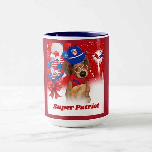Super Patriot Dachshund Coffee Mug (Center)
