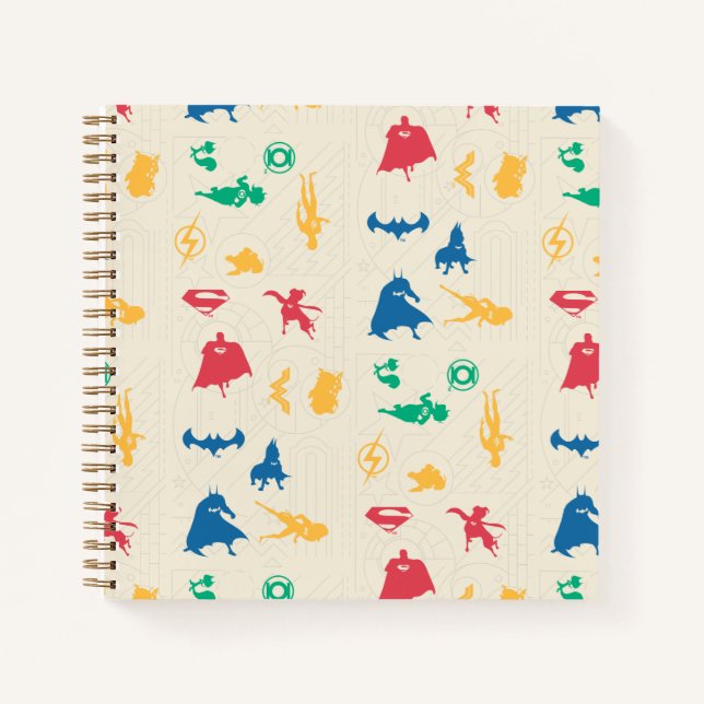 Super-Pets & Justice League Silhouette Pattern Notebook (Front)