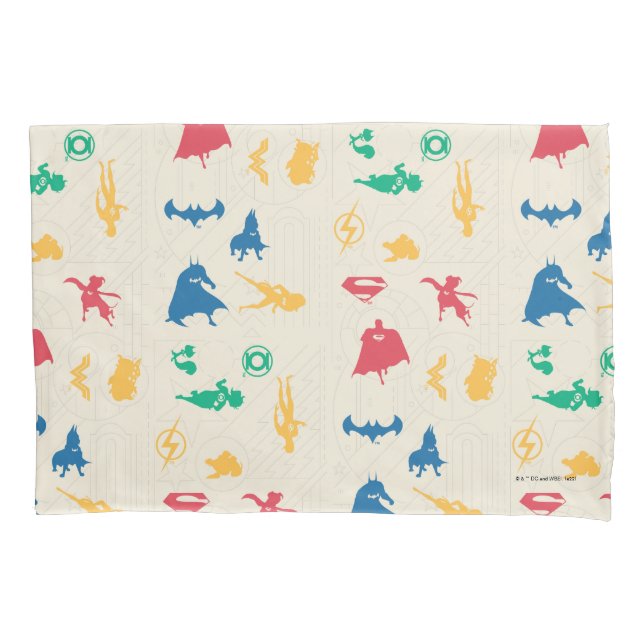 Super-Pets & Justice League Silhouette Pattern Pillowcase (Front)