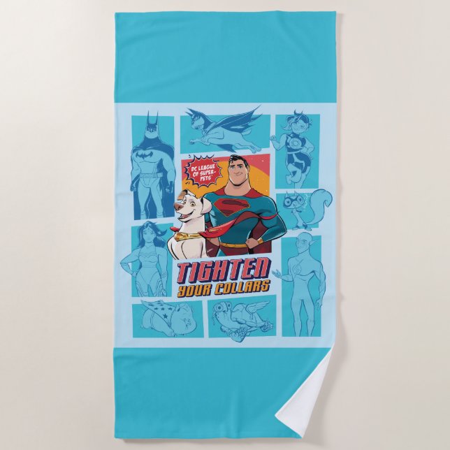 Super-Pets & Justice League - Tighten Your Collars Beach Towel (Front)