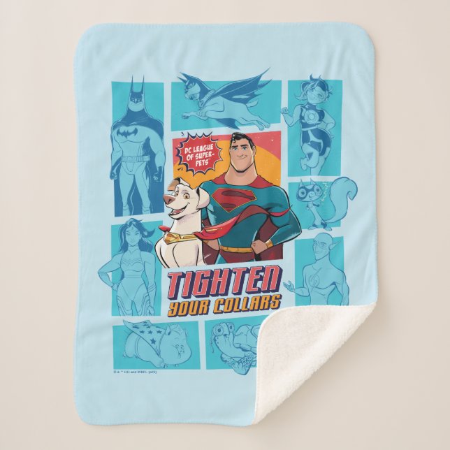 Super-Pets & Justice League - Tighten Your Collars Sherpa Blanket (Front)