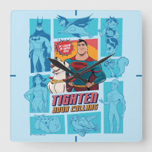 Super-Pets & Justice League - Tighten Your Collars Square Wall Clock