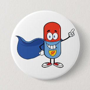 Super Pill Cartoon Hero Character 7.5 Cm Round Badge