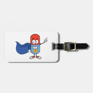 Super Pill Cartoon Hero Character Luggage Tag