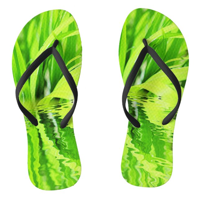 Super Positive Green Grass Reflection Flip Flops (Footbed)