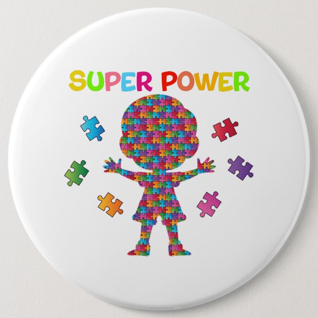 Super Power 6 Cm Round Badge (Front)