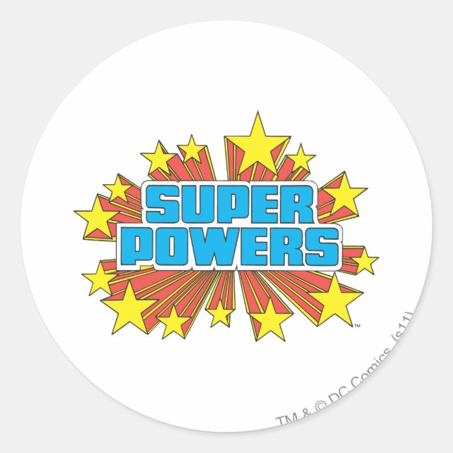 Super Powers™  Logo Blue Classic Round Sticker (Front)