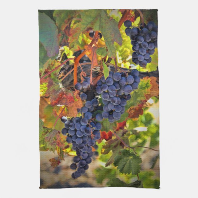 Super Pretty Wine Vineyard Themed Kitchen Towel (Vertical)