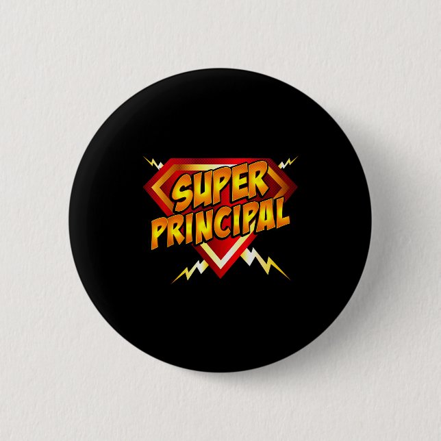 Super Principal Back To School Educational Superhe 6 Cm Round Badge (Front)