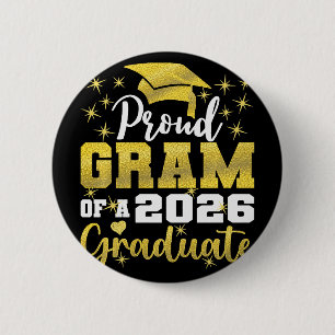 Super Proud Gram Of 2026 Graduate Senior Graduatio 6 Cm Round Badge