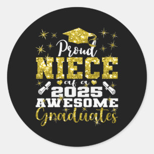 Super Proud Niece Of 2025 Graduate Senior Graduati Classic Round Sticker