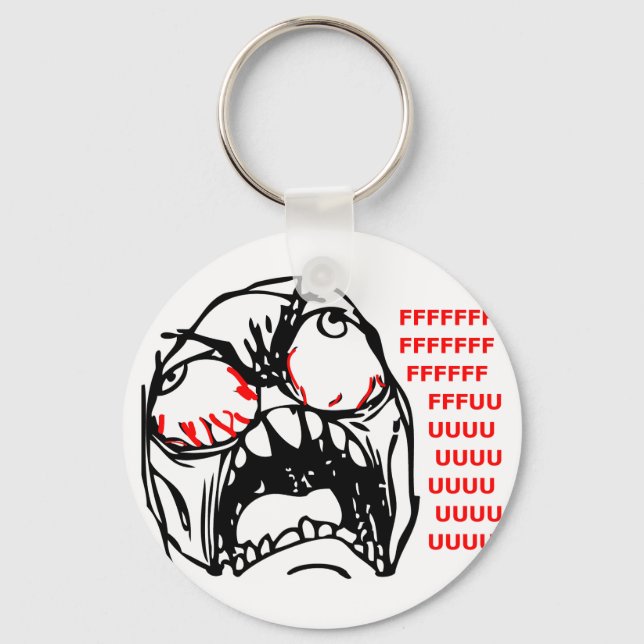 super rage face meme rofl key ring (Front)