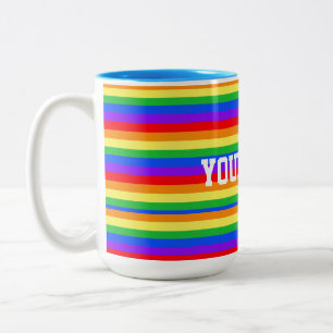 Super Rainbow Custom Name Two-Tone Coffee Mug