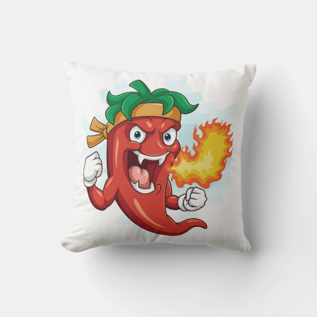 Super Red-Hot Cartoon Chilli Pepper Cushion (Front)