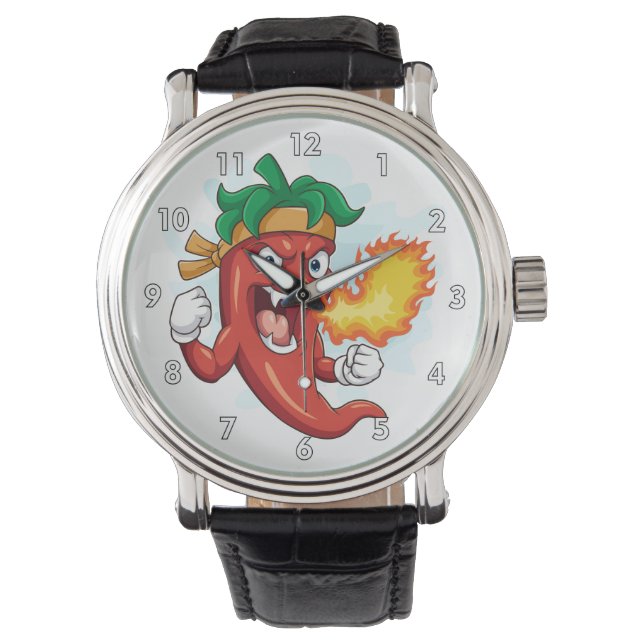 Super Red-Hot Cartoon Chilli Pepper Watch (Front)