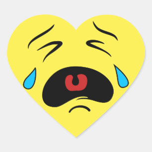 Super Sad Crying Face Emoji Heart Sticker