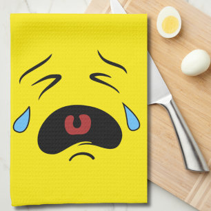 Super Sad Crying Face Emoji Tea Towel