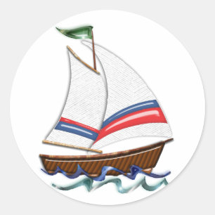 Super Sailboat Classic Round Sticker