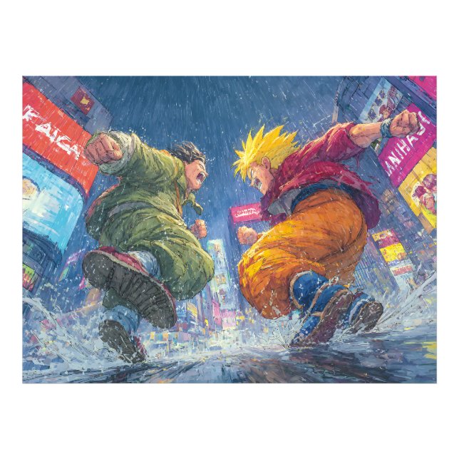 Super Saiyan Goku Epic Rain Fight Photo Print (Front)