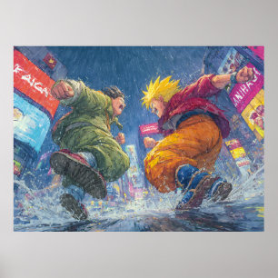 Super Saiyan Goku Epic Rain Fight Poster