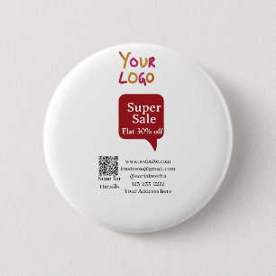 super sale business discount scan QR code details  6 Cm Round Badge