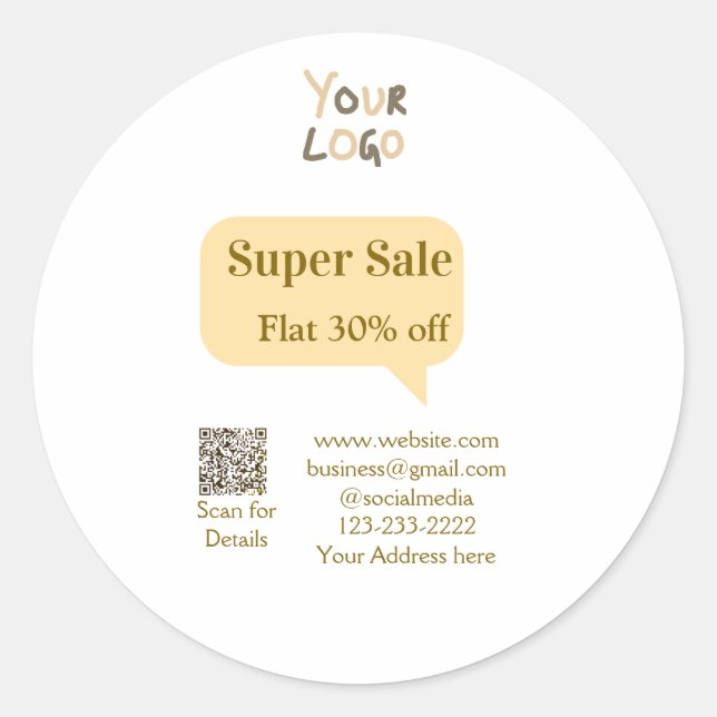 super sale business discount scan QR code details  Classic Round Sticker (Front)