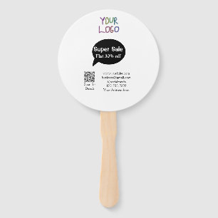 super sale business discount scan QR code details  Hand Fan