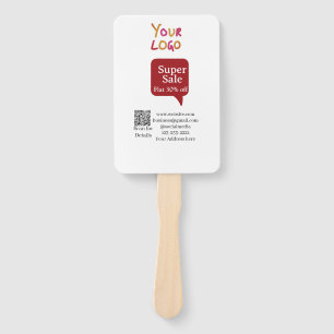 super sale business discount scan QR code details  Hand Fan