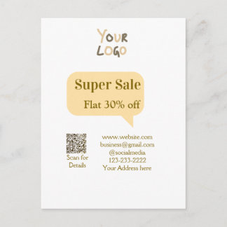 super sale business discount scan QR code details Postcard