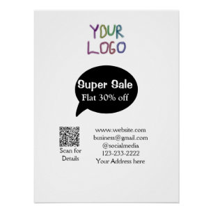 super sale business discount scan QR code details  Poster