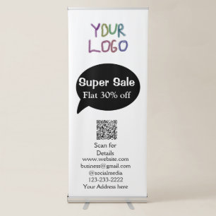 super sale business discount scan QR code details  Retractable Banner
