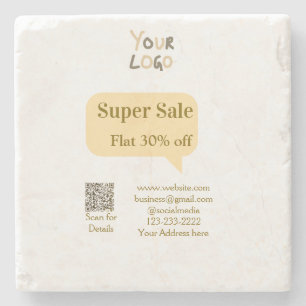 super sale business discount scan QR code details Stone Coaster