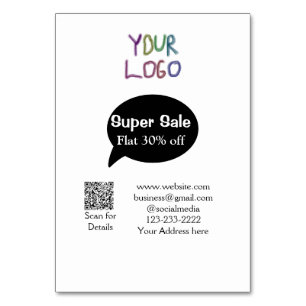 super sale business discount scan QR code details  Table Number