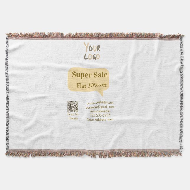 super sale business discount scan QR code details  Throw Blanket (Front)