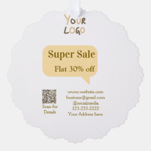 super sale business discount scan QR code details Tree Decoration Card