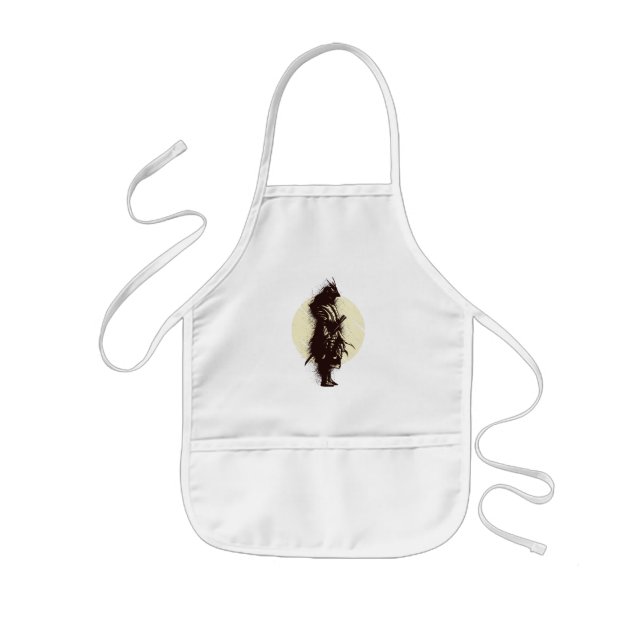 Super Samurai Warrior Silhouette Design Kids Apron (Front)