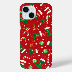 Super Santa Candy Cane Christmas Pattern iPhone 15 Case