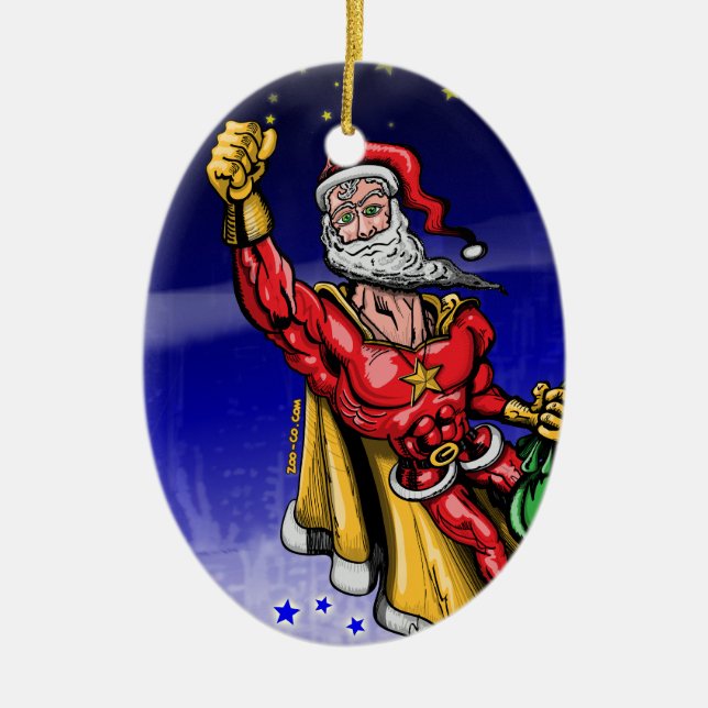 Super Santa Claus Ceramic Tree Decoration (Front)