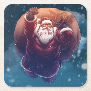 Super Santa Square Paper Coaster