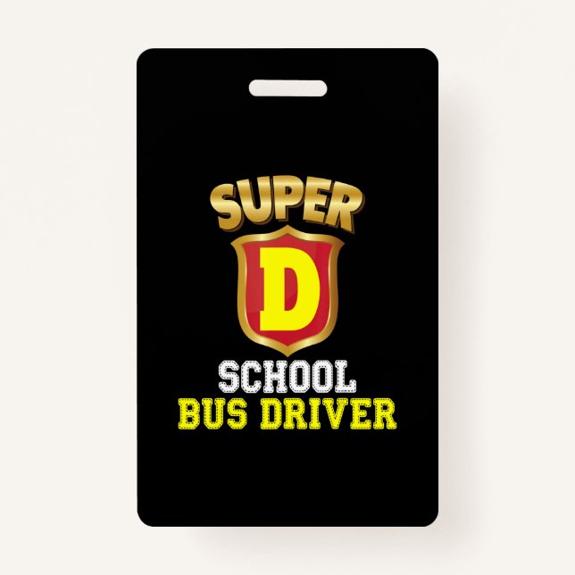 Super School Bus Driver Back To School Hero Kids ID Badge (Front)