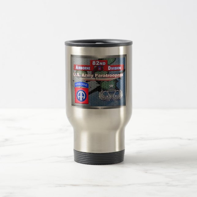 Super Senior Jump Wings 82nd Airborne Division Travel Mug (Center)