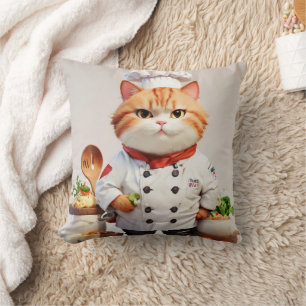 Super serious chef fat cat pillow