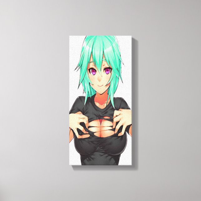 Super Sexy Green Haired Hentai Girl Canvas Print (Front)