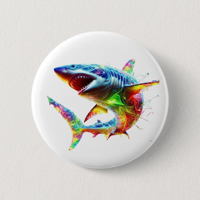 Super Shark 6 Cm Round Badge (Front)