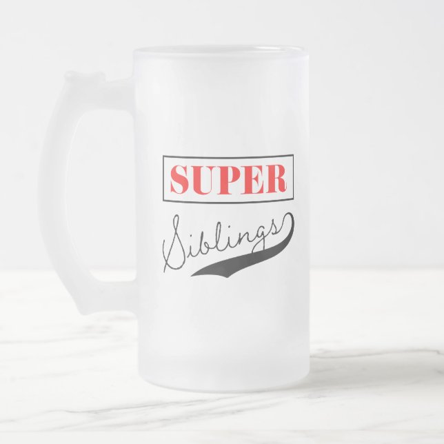 Super Sibling Frosted Glass Beer Mug (Left)