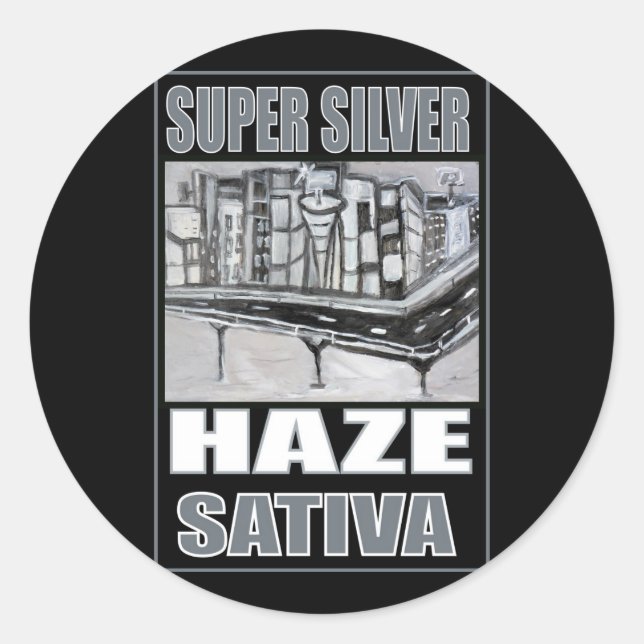 SUPER SILVER HAZE SATIVA CLASSIC ROUND STICKER (Front)