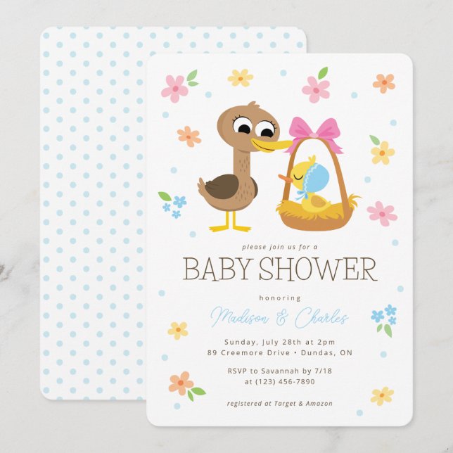 Super Simple | 5 Little Ducks Boy Baby Shower Invitation (Front/Back)