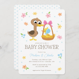 Super Simple 5 Little Ducks Boy Baby Shower Invitation